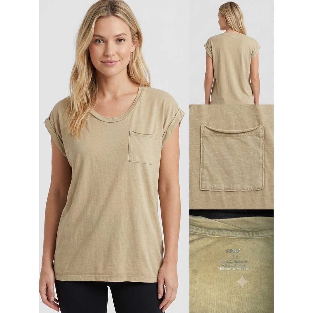 Aerie‎ American Eagle Oversized Pocket Tee Mustard Yellow Scoop Neck S